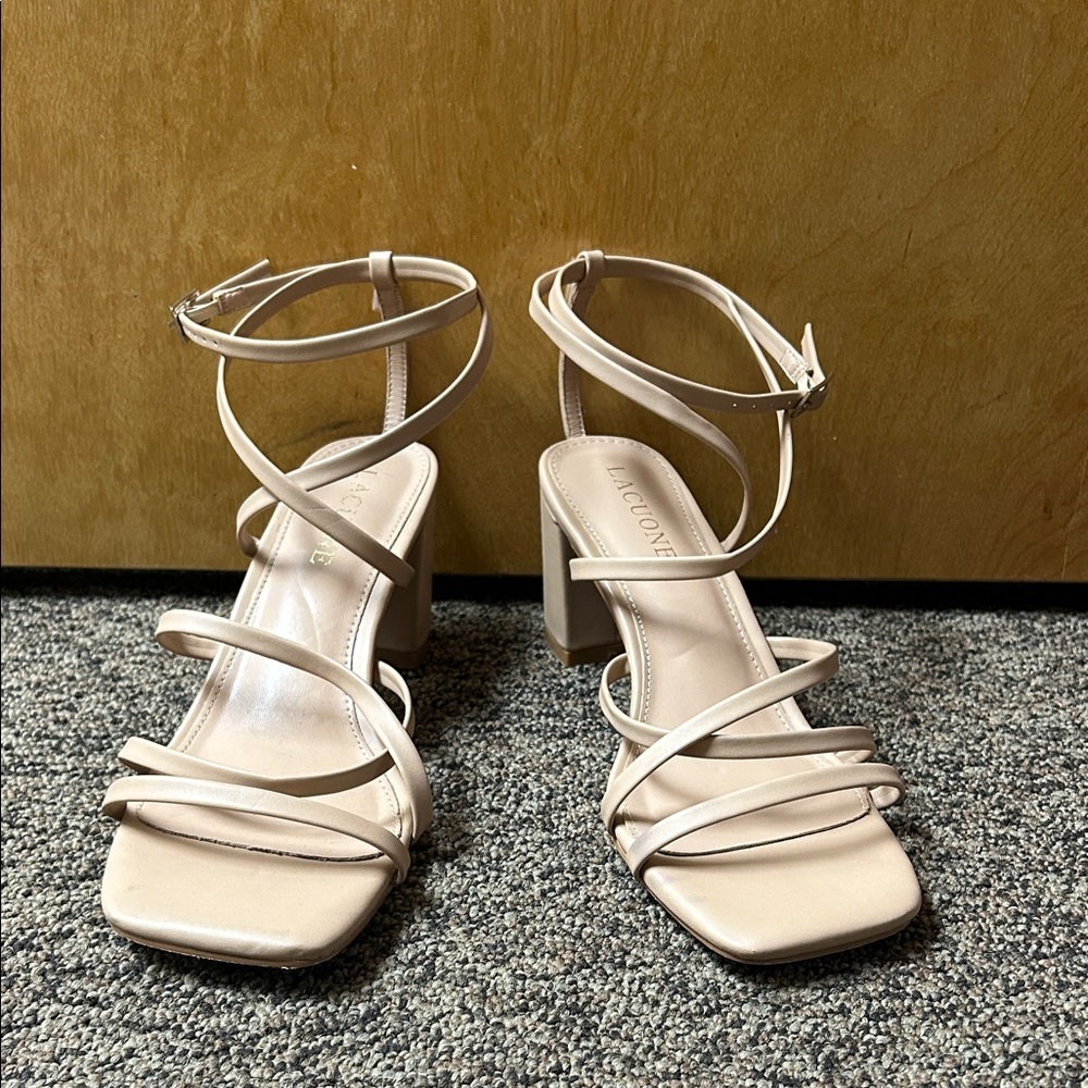 Chic Beige Strappy Heels